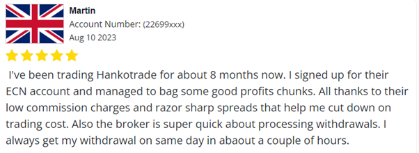 Hankotrade Customer Testimonials on BrokerXplorer.com 2