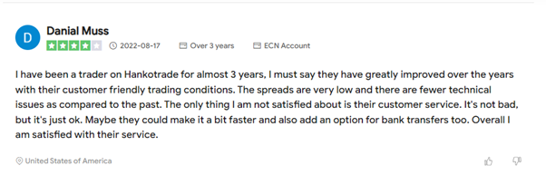 Hankotrade Customer Testimonials on Brokersview.com